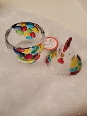 Colorful Gourmet Kitchen Rooster Glass Jar